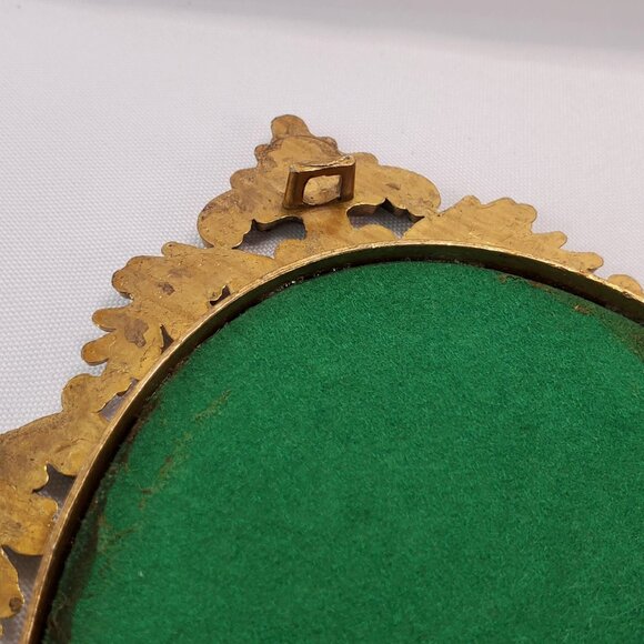 Vintage Italian Brass Ornate Gold Frame Renaissance Print Blue Boy - Picture 7 of 13